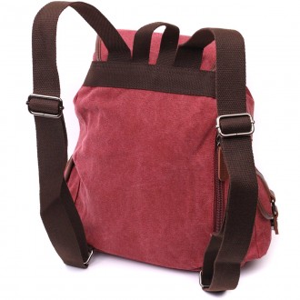 Стильний бордовий універсальний місткий рюкзак текстильний. Рюкзак підійде для п. . фото 8