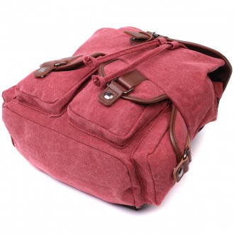 Стильний бордовий універсальний місткий рюкзак текстильний. Рюкзак підійде для п. . фото 9