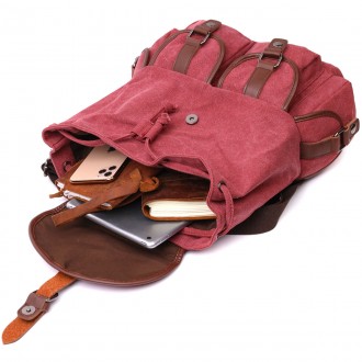 Стильний бордовий універсальний місткий рюкзак текстильний. Рюкзак підійде для п. . фото 4