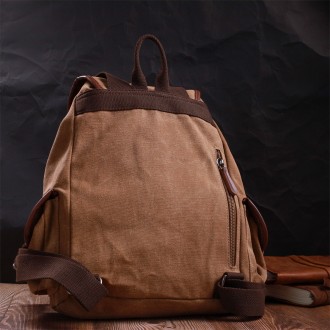 Стильний світло-коричневий рюкзак універсальний місткий текстильний. Рюкзак піді. . фото 3
