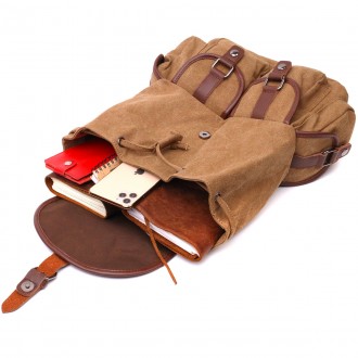 Стильний світло-коричневий рюкзак універсальний місткий текстильний. Рюкзак піді. . фото 4