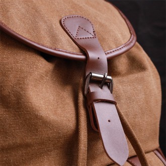 Стильний світло-коричневий рюкзак універсальний місткий текстильний. Рюкзак піді. . фото 10