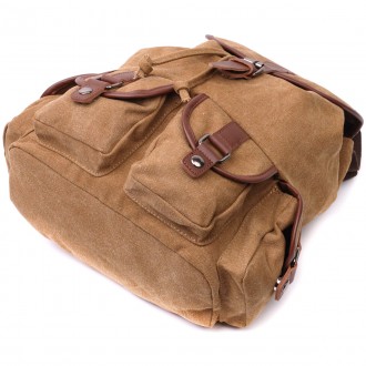Стильний світло-коричневий рюкзак універсальний місткий текстильний. Рюкзак піді. . фото 6