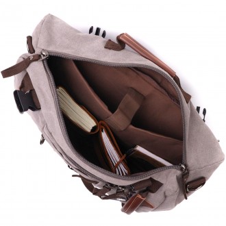 Дорожній сірий рюкзак трансформер, сумка-рюкзак з текстилю. Аксесуар можна носит. . фото 6