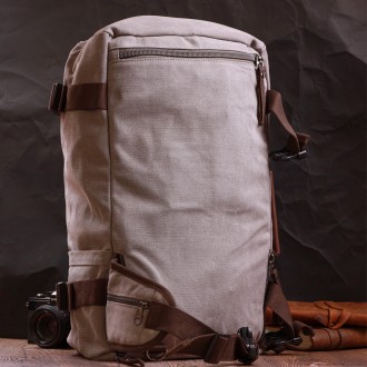 Дорожній сірий рюкзак трансформер, сумка-рюкзак з текстилю. Аксесуар можна носит. . фото 10
