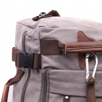 Дорожній сірий рюкзак трансформер, сумка-рюкзак з текстилю. Аксесуар можна носит. . фото 8
