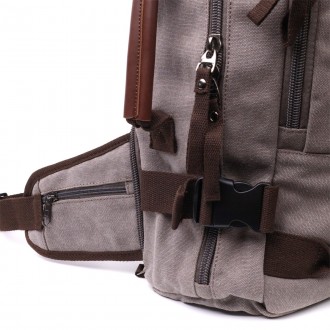 Дорожній сірий рюкзак трансформер, сумка-рюкзак з текстилю. Аксесуар можна носит. . фото 7