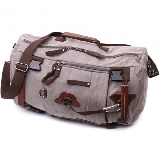 Дорожній сірий рюкзак трансформер, сумка-рюкзак з текстилю. Аксесуар можна носит. . фото 4