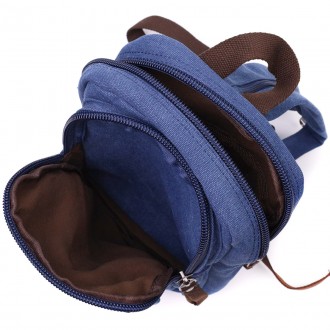 Сумка слінг синя, компактний маленький рюкзак, чоловіча сумка через плече, на пл. . фото 6