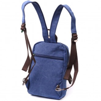 Сумка слінг синя, компактний маленький рюкзак, чоловіча сумка через плече, на пл. . фото 3