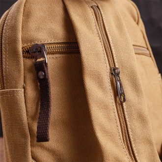 Сумка слінг світла, компактний маленький рюкзак, чоловіча бежева сумка через пле. . фото 4