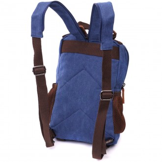 Компактний маленький рюкзак синій, сумка слінг через плече, на плече, через груд. . фото 3