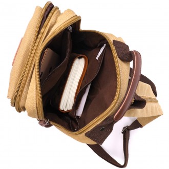 Компактний маленький рюкзак світлий, бежева сумка слінг через плече, на плече, ч. . фото 6