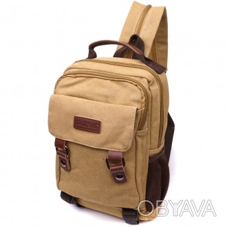 Компактний маленький рюкзак світлий, бежева сумка слінг через плече, на плече, ч. . фото 1