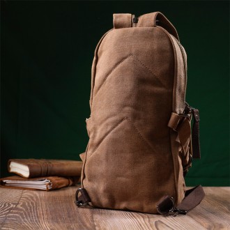 Сумка слінг рюкзак компактний маленький на одну шлейку, чоловіча світла бежева с. . фото 5