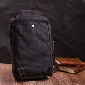 Сумка слінг, рюкзак компактний маленький чоловічий чорний, сумка через плече, на. . фото 10