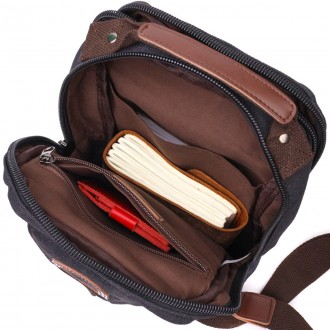 Сумка слінг, рюкзак компактний маленький чоловічий чорний, сумка через плече, на. . фото 8