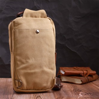 Сумка слінг, рюкзак компактний маленький чоловічий світлий ( пісочний колір), су. . фото 9