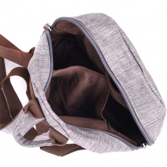 Стильний сірий жіночий рюкзак тканинний на кожен день. Простий і лаконічний диза. . фото 6