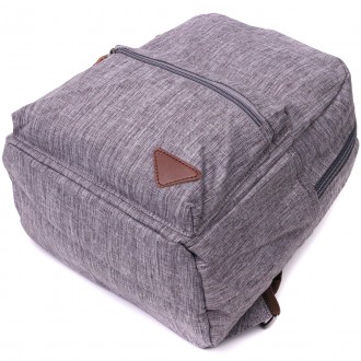 Стильний сірий жіночий рюкзак тканинний на кожен день. Простий і лаконічний диза. . фото 4