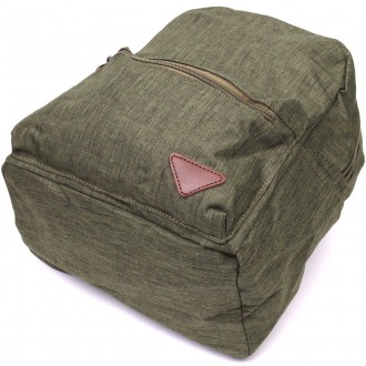 Стильний жіночий рюкзак хакі тканинний на кожен день. Простий і лаконічний дизай. . фото 4