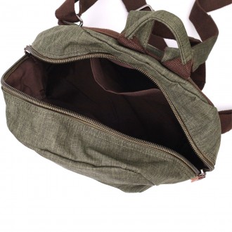 Стильний жіночий рюкзак хакі тканинний на кожен день. Простий і лаконічний дизай. . фото 5