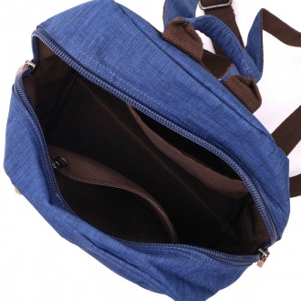 Стильний синій жіночий рюкзак тканинний на кожен день. Простий і лаконічний диза. . фото 5