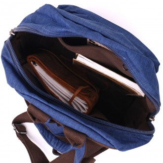 Стильний синій жіночий рюкзак тканинний на кожен день. Простий і лаконічний диза. . фото 6