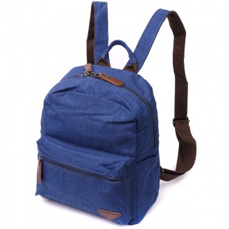 Стильний синій жіночий рюкзак тканинний на кожен день. Простий і лаконічний диза. . фото 2