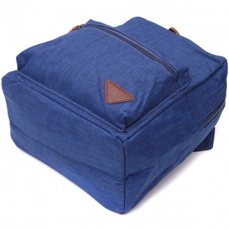 Стильний синій жіночий рюкзак тканинний на кожен день. Простий і лаконічний диза. . фото 4