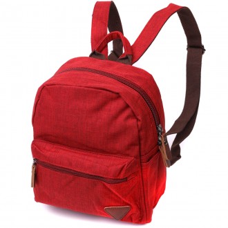 Стильний яскравий червоний рюкзак тканинний на кожен день. Простий і лаконічний . . фото 2