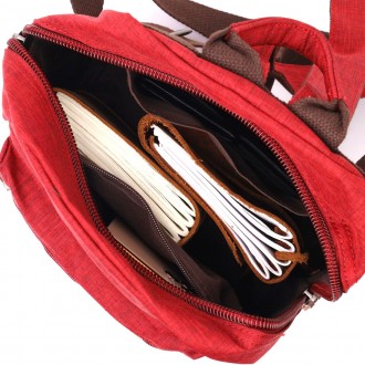 Стильний яскравий червоний рюкзак тканинний на кожен день. Простий і лаконічний . . фото 8