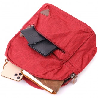 Стильний яскравий червоний рюкзак тканинний на кожен день. Простий і лаконічний . . фото 7