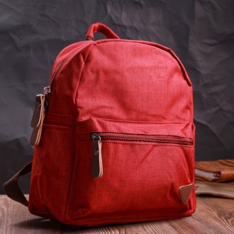 Стильний яскравий червоний рюкзак тканинний на кожен день. Простий і лаконічний . . фото 4