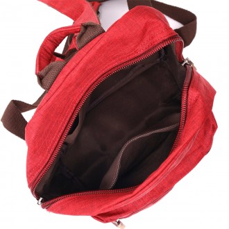 Стильний яскравий червоний рюкзак тканинний на кожен день. Простий і лаконічний . . фото 9