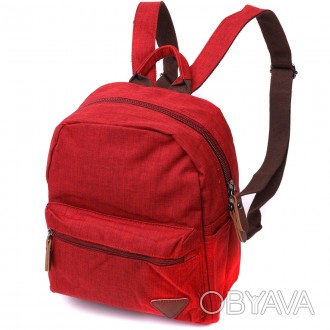 Стильний яскравий червоний рюкзак тканинний на кожен день. Простий і лаконічний . . фото 1