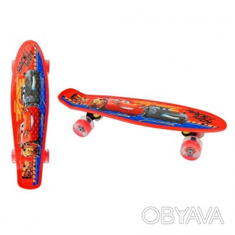 Пенни борд с изображением Тачки - это компактный и легкий скейтборд, который иде. . фото 1