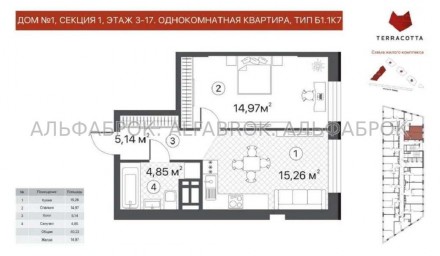  
Продається квартира в житловому комплексі Terracotta, будинок 1, квартира 1кім. Харьковский. фото 19