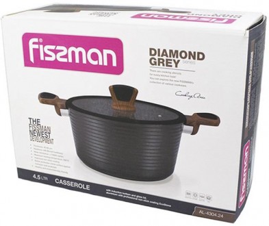Кастрюля Fissman Diamond Grey из литого алюминия. Объем 4.2л. Прочный материал, . . фото 6