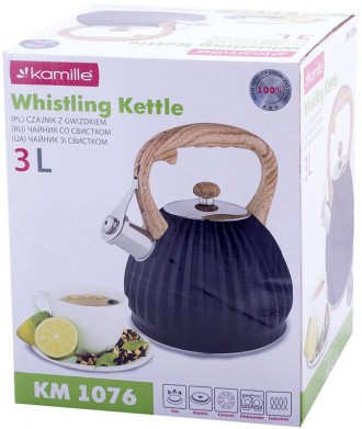 Чайник Kamille Whistling Kettle Black со свистком для ароматного чая и семейного. . фото 8
