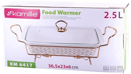 Мармит Kamille Food Warmer "In Gold". Прямоугольная форма 2.5л изготовлена из жа. . фото 6