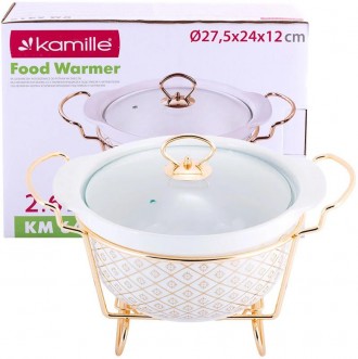 Мармит Kamille Food Warmer "In Gold". Круглая форма 2.6л изготовлена из жаропроч. . фото 7