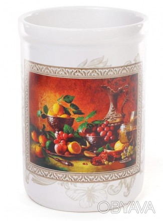 Подставка-стакан для кухонных аксессуаров из серии керамической посуды "Севилья". . фото 1