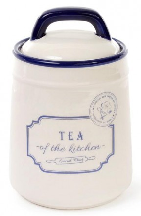 Кухонная керамическая банка Red&Blue TEA (емкость для листового чая) с крышкой -. . фото 2