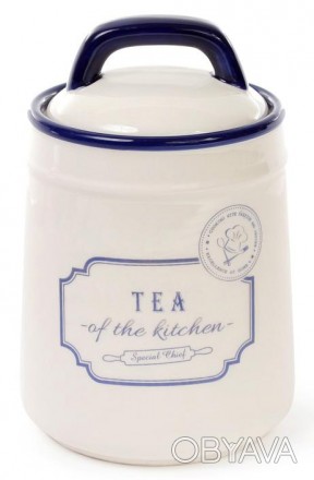 Кухонная керамическая банка Red&Blue TEA (емкость для листового чая) с крышкой -. . фото 1