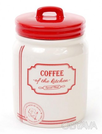 Кухонная керамическая банка Red&Blue COFFEE (емкость для кофе) с крышкой - краси. . фото 1
