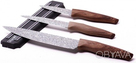 Набор кухонных ножей Kamille Oryen-48 - 3 ножа на магнитной планке. В наборе пов. . фото 1