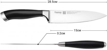 Поварской нож Fissman Elegance, длина лезвия 15см, длина ручки 13см. Лезвие выпо. . фото 3