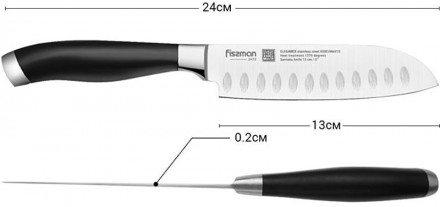Нож сантоку Fissman Elegance, лезвие 13см, длина ручки 11.5см. Нож сантоку предн. . фото 3