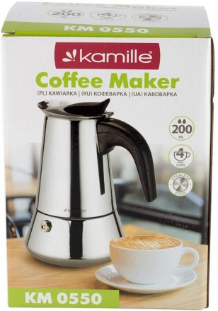 Кофеварка Kamille для эспрессо гейзерного типа. Кофеварка создана для приготовле. . фото 7